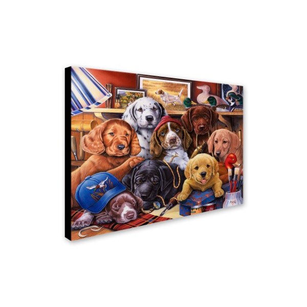 Jenny Newland 'Grandpa?s Puppies' Canvas Art,35x47